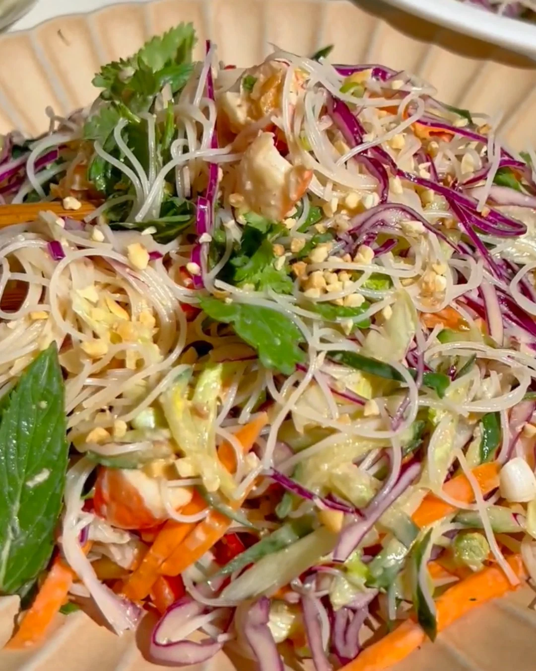 Refreshing Spring Roll Salad with Spicy Ginger Dressing finished dish