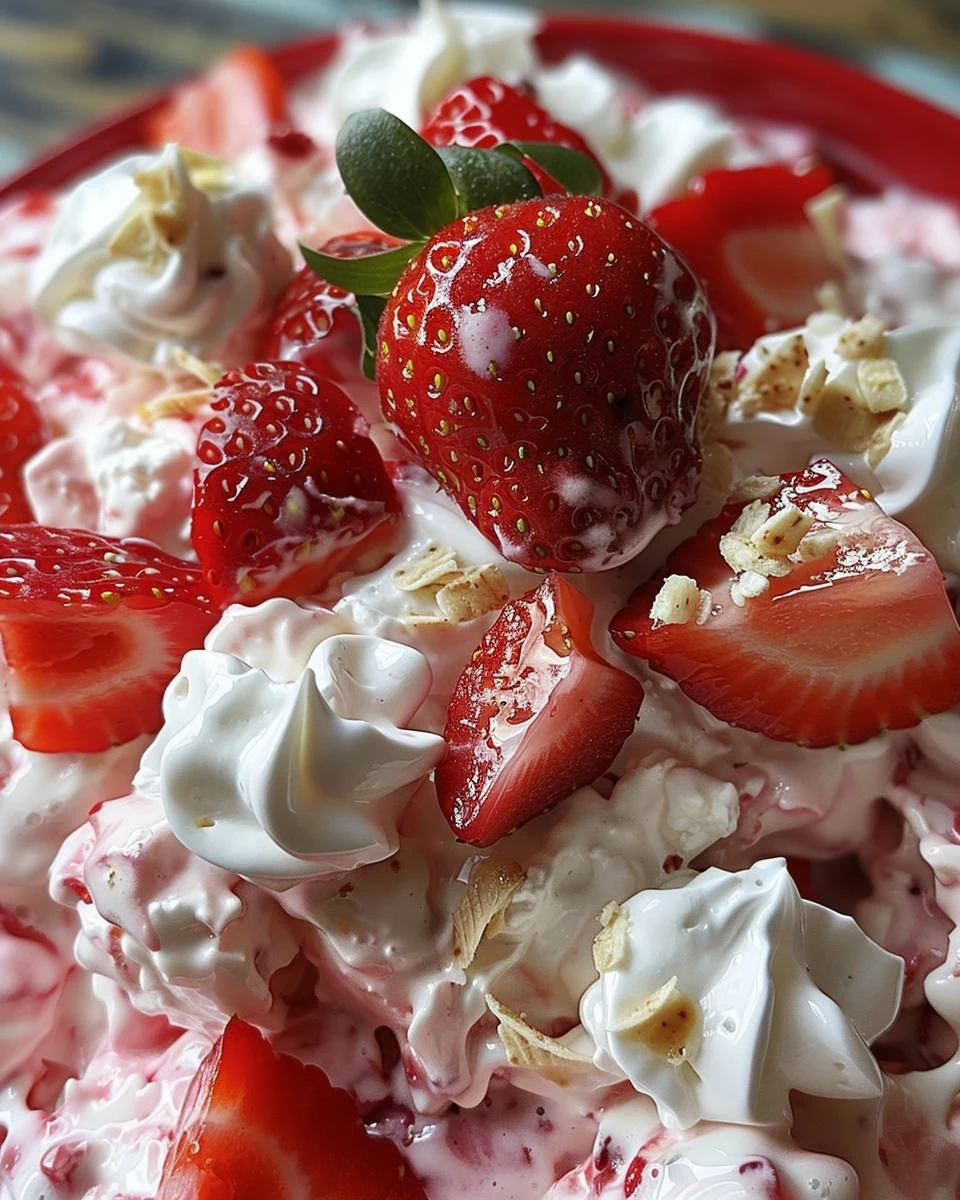 Refreshing Strawberry Fluff Salad Recipe finished dish