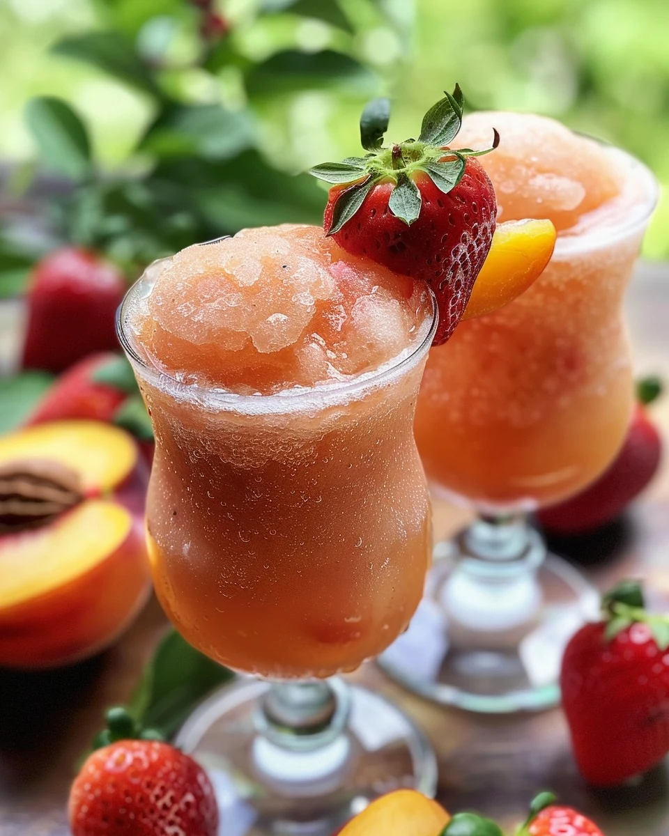 Refreshing Strawberry Peach White Wine Slushies Recipe finished dish