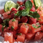 Refreshing Watermelon Fruit Salad with Lime Mint Dressing finished dish