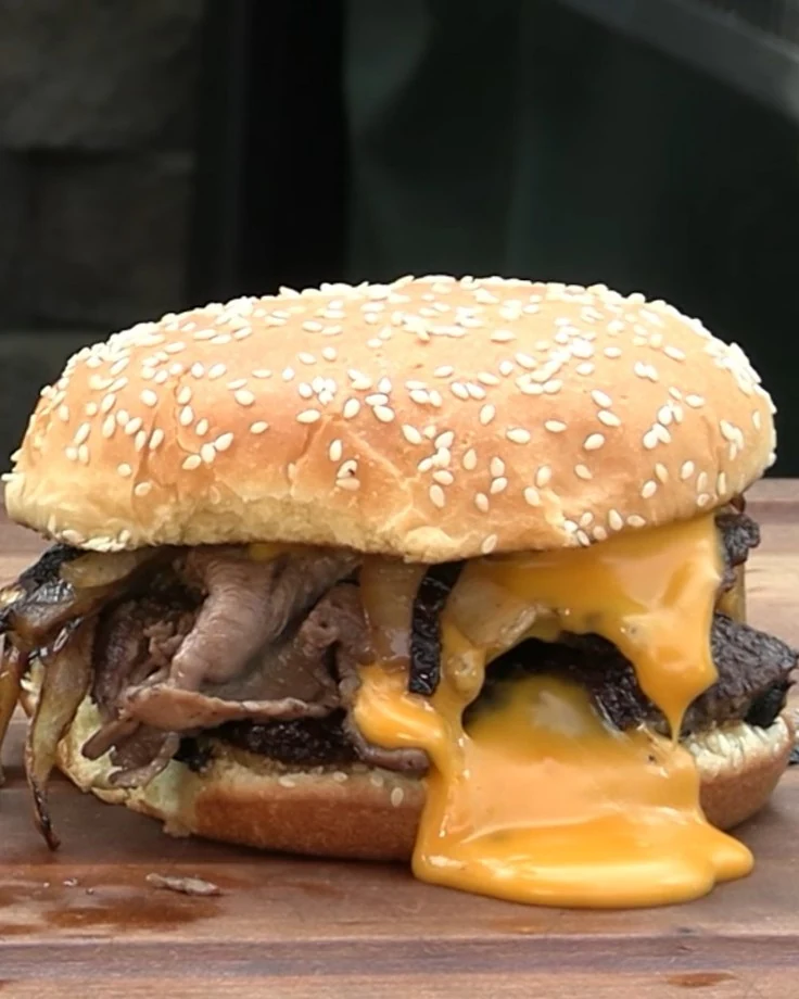 Satisfy Your Cravings with _Philly Cheese Steak Burgers finished dish