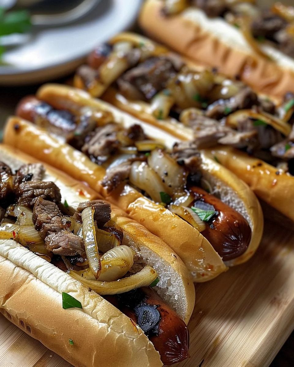 Satisfy Your Cravings with Philly Steak Hot Dogs finished dish