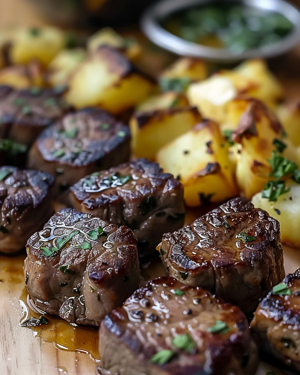 Savor Garlic Butter Steak Bites and Cheesy Smashed Potatoes