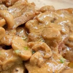 Savory Bacon Mushroom Pork Chops Recipe finished dish