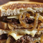 Savory Beef Patty Melt with Caramelized Onions Recipe finished dish