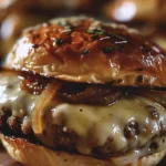 Savory French Onion Soup Burgers Recipe finished dish