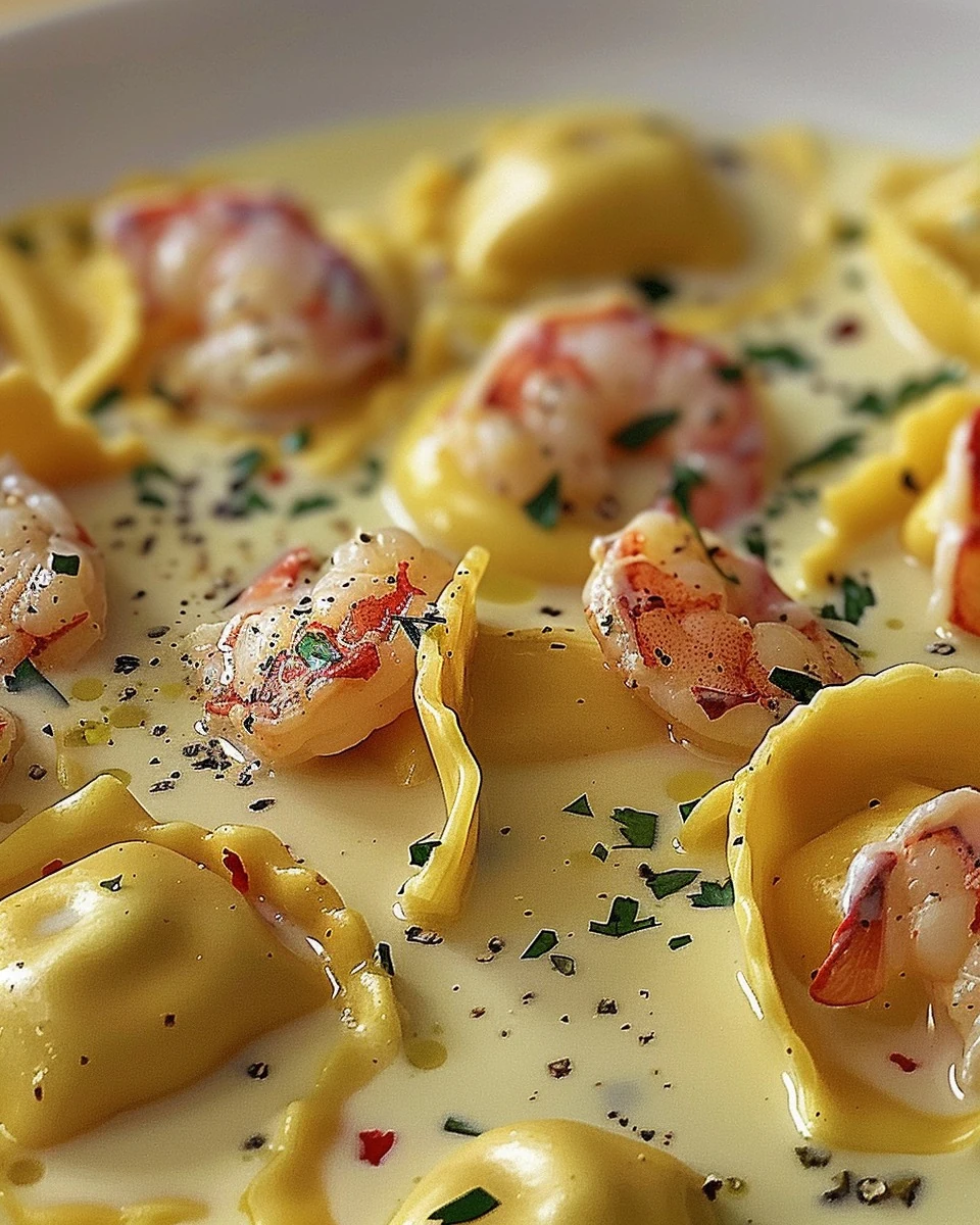 Savory Lobster Ravioli in a Zesty Lemon Butter Sauce finished dish