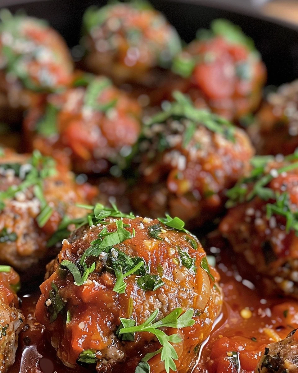Savory Meatballs in Rich Tomato Sauce Recipe finished dish