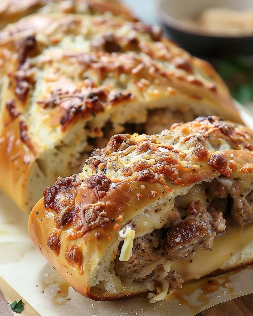 Savory Sausage Bread Recipe for Easy Entertaining finished dish