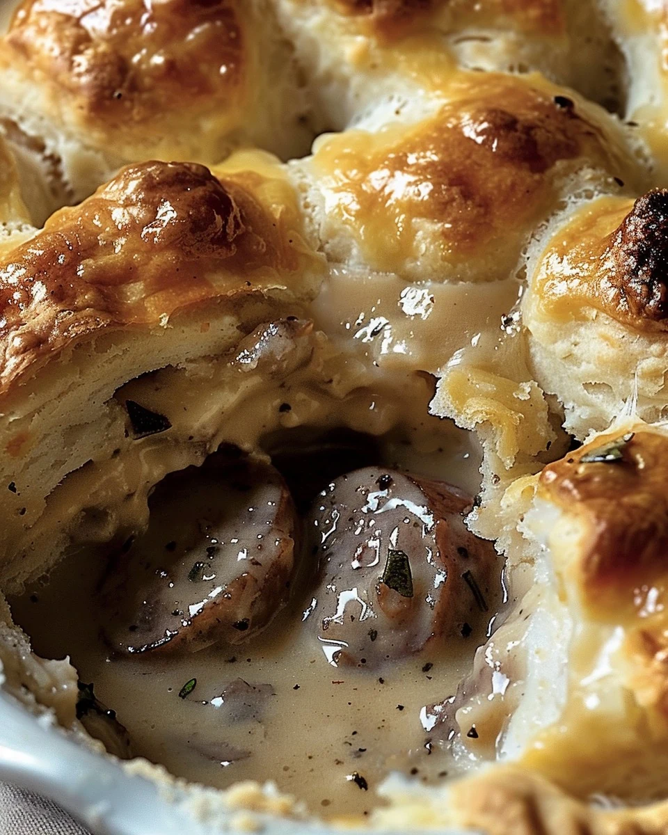 Savory Sausage Gravy and Biscuit Pie Recipe