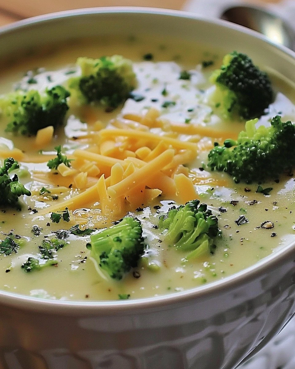 Simple and Creamy Easy Broccoli Cheese Soup Recipe finished dish