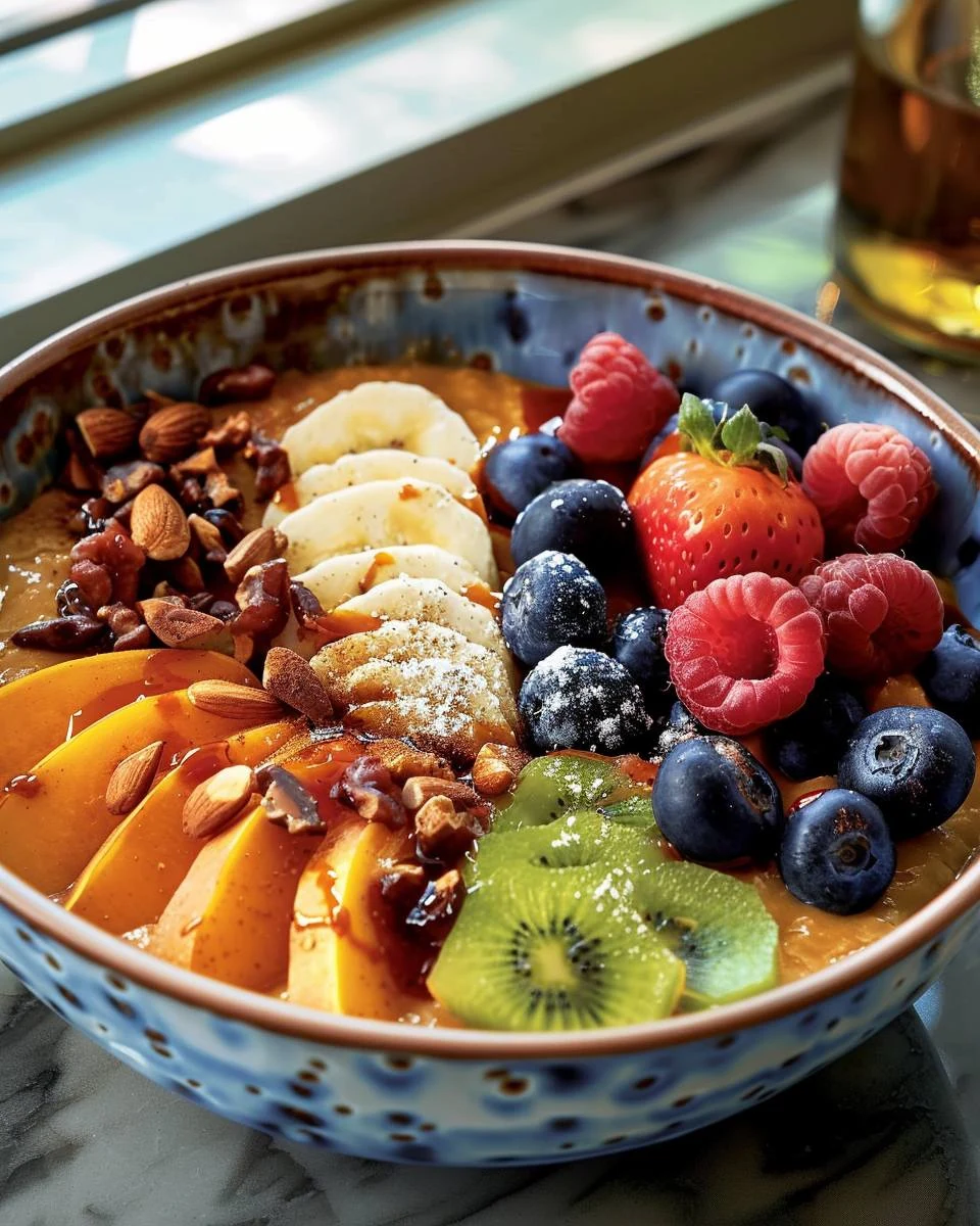 Simple Sweet Potato Breakfast Bowl with Fruits Recipe finished dish