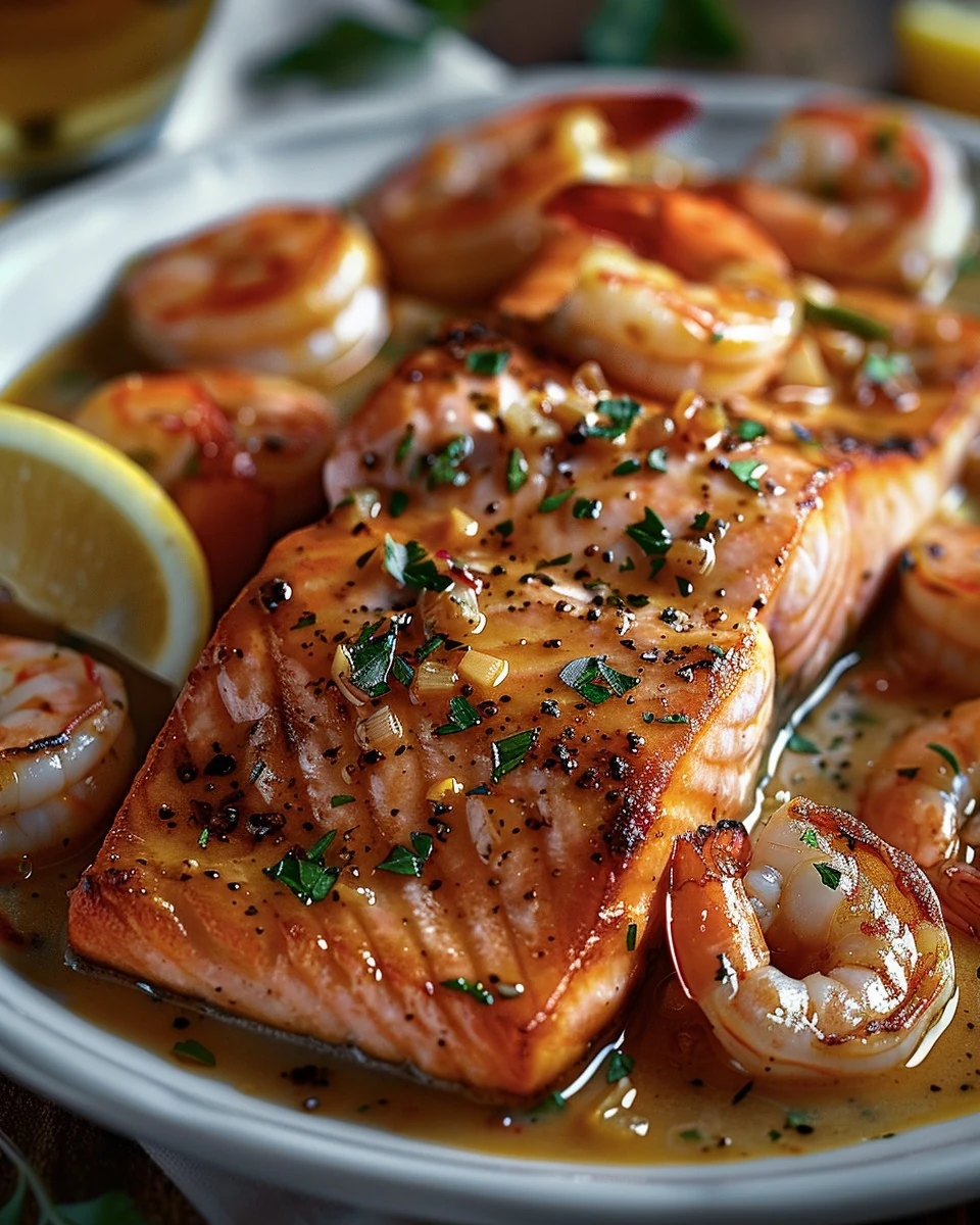 Spicy Cajun Salmon and Shrimp Delight Recipe finished dish