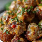 Spicy Rotel Cream Cheese Sausage Balls Recipe finished dish