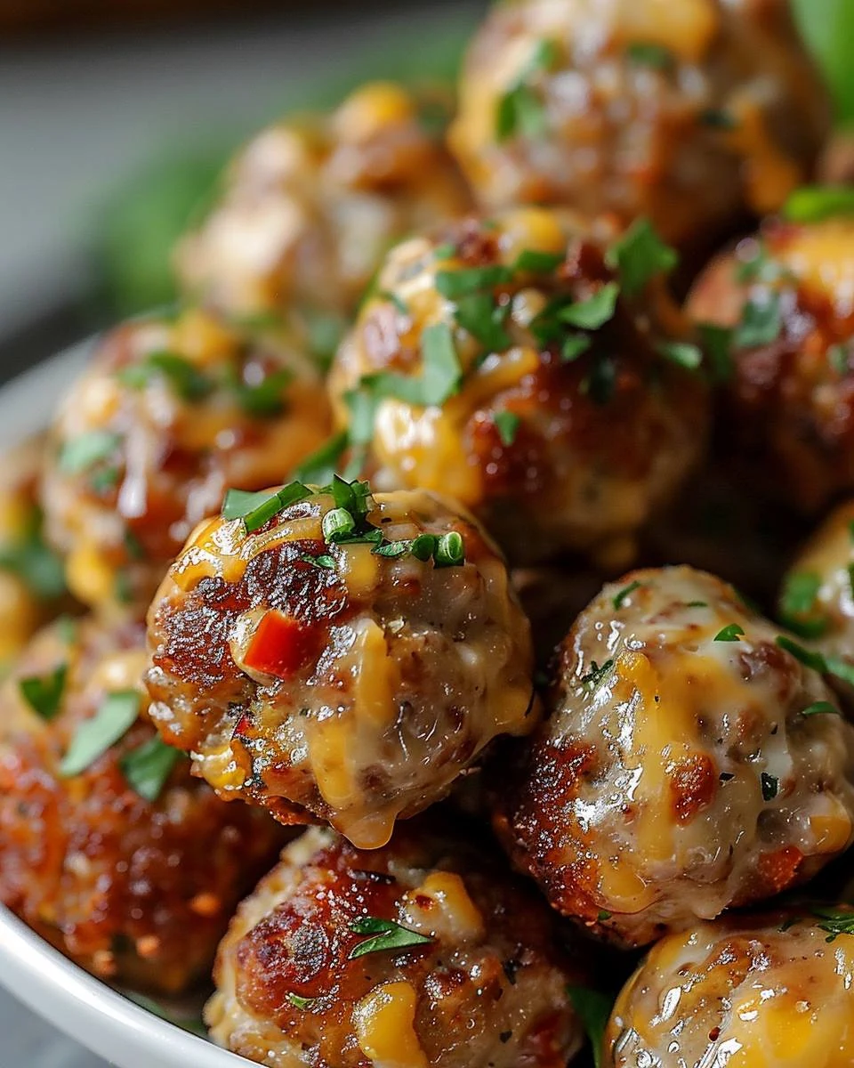 Spicy Rotel Cream Cheese Sausage Balls Recipe finished dish
