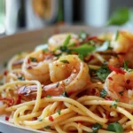 Spicy Sriracha Lime Prawn Linguine Recipe finished dish
