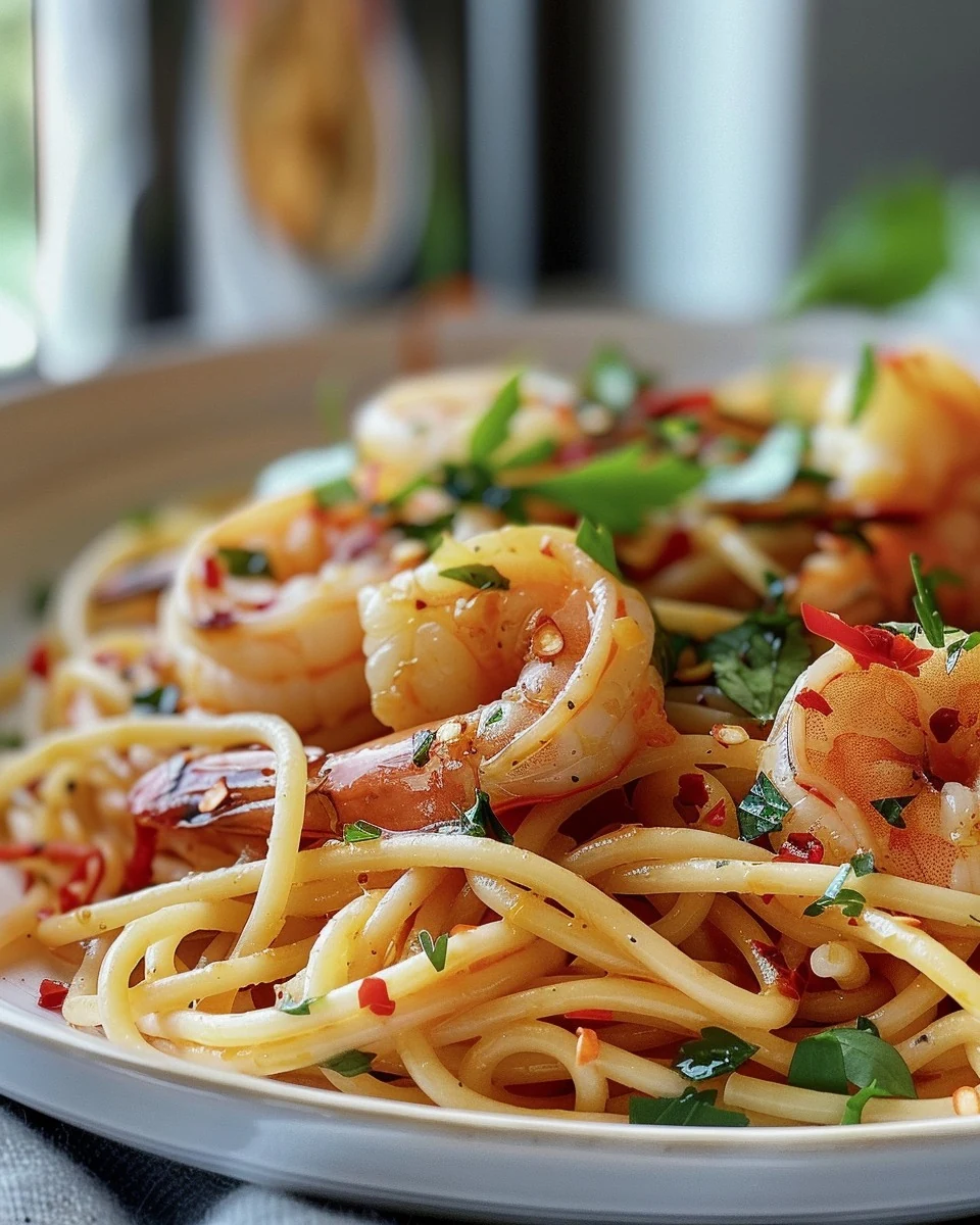 Spicy Sriracha Lime Prawn Linguine Recipe finished dish
