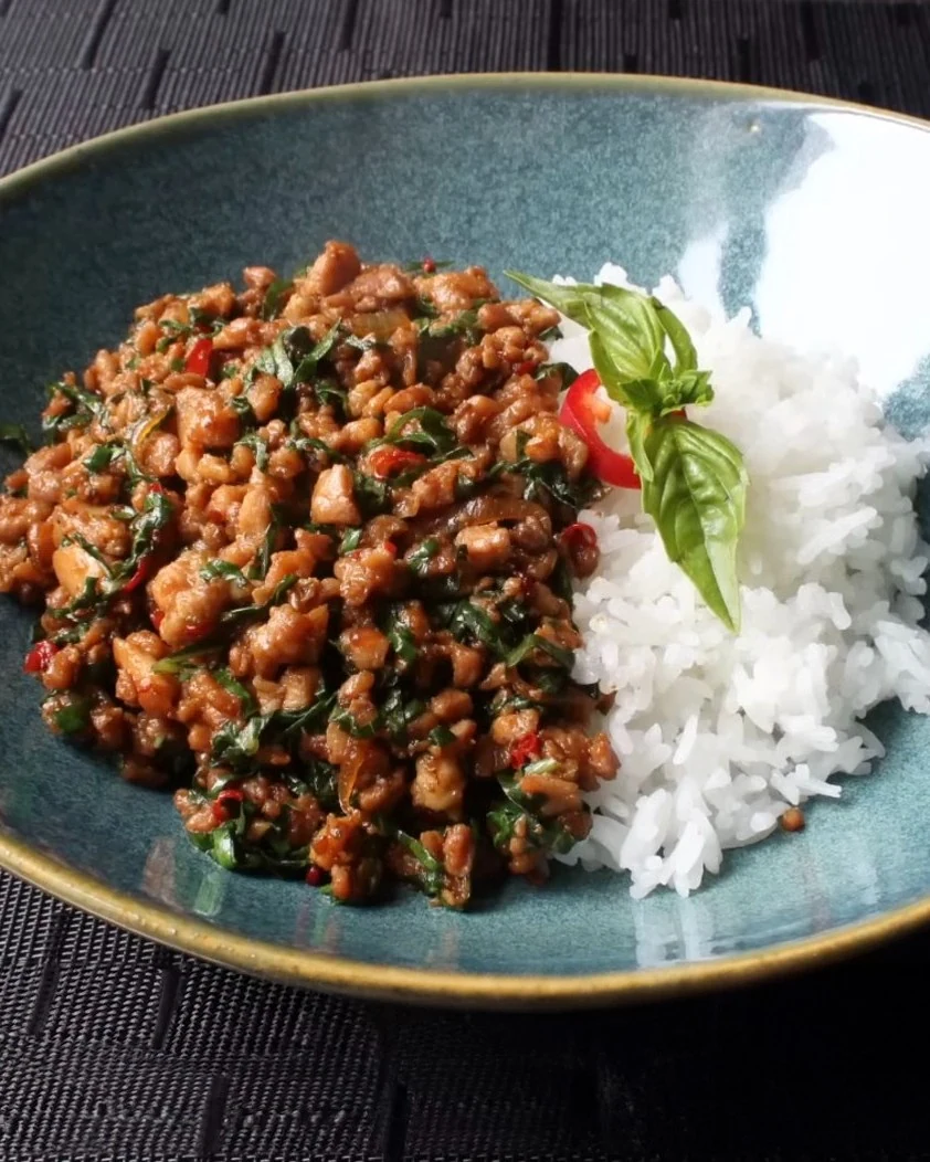 Spicy Thai Basil Chicken Pad Krapow Gai Recipe Made Easy finished dish