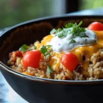 Tasty Taco Rice with Queso Recipe for Easy Dinner finished dish