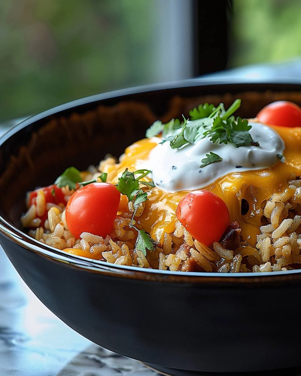 Tasty Taco Rice with Queso Recipe for Easy Dinner finished dish