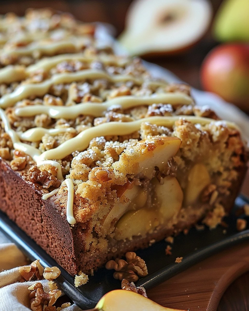 The Ultimate Pear and Walnut Crumble Cake Recipe finished dish