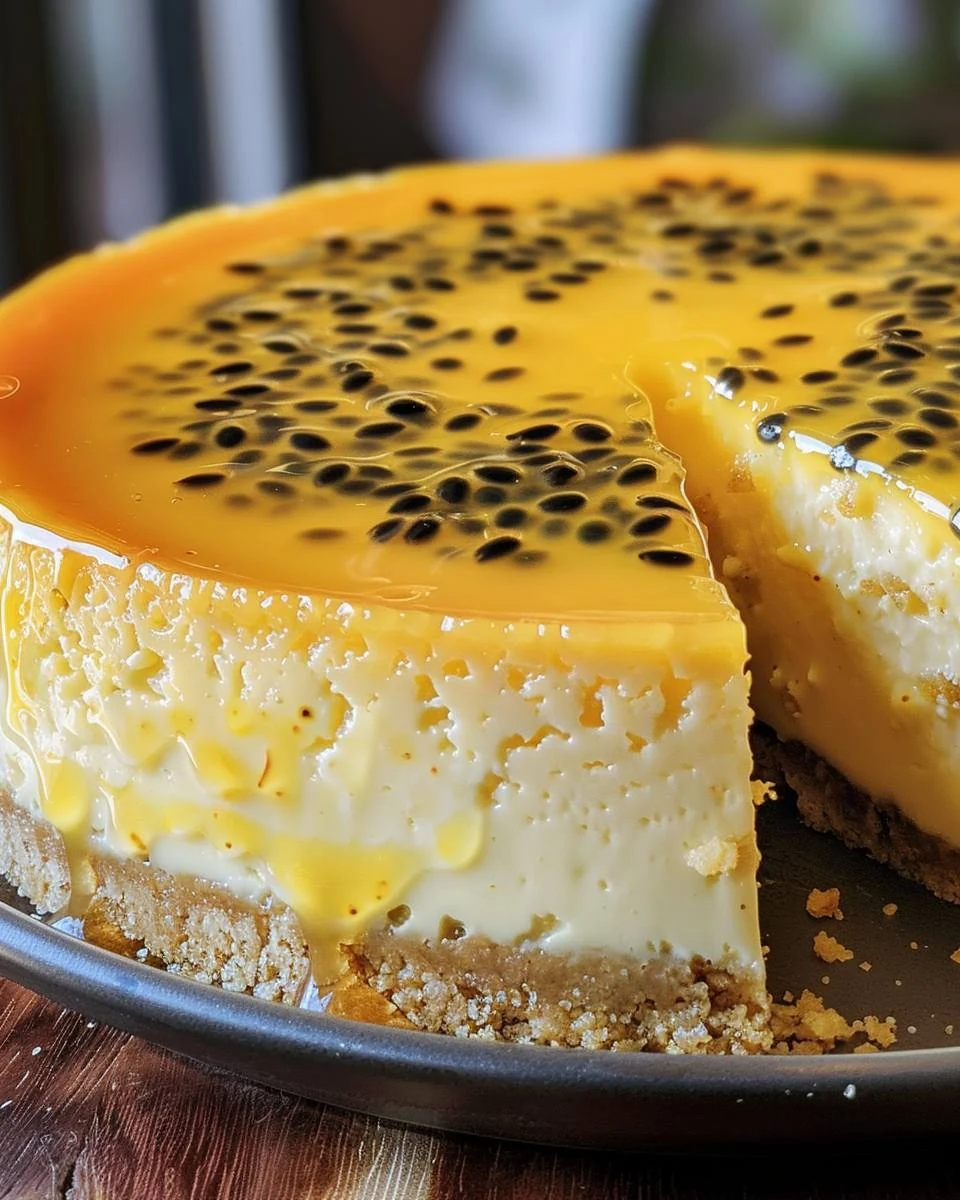 Tropical Passion Fruit Cheesecake Recipe to Try finished dish
