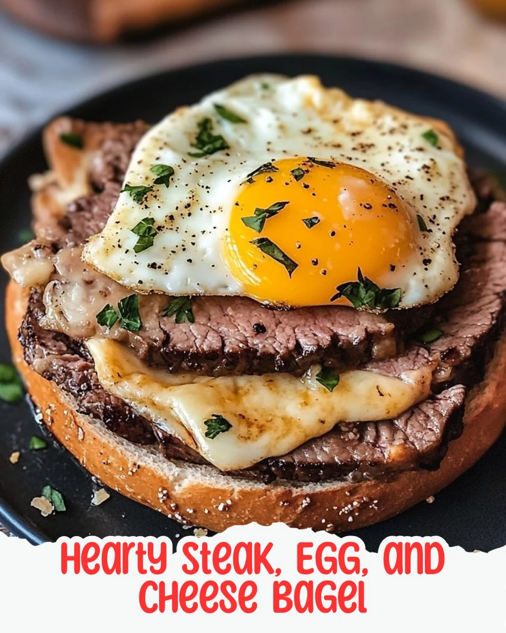 Ultimate Breakfast Delight: Hearty Steak Egg and Cheese Bagel