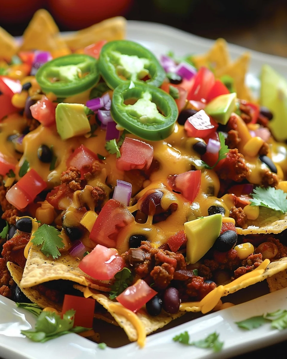 Ultimate Loaded Nachos Recipe for a Crowd finished dish