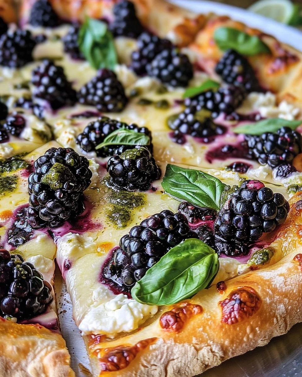 Unique Blackberry Ricotta Pizza with Basil Recipe finished dish